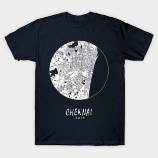 Chennai, India City Map - Full Moon T-Shirt